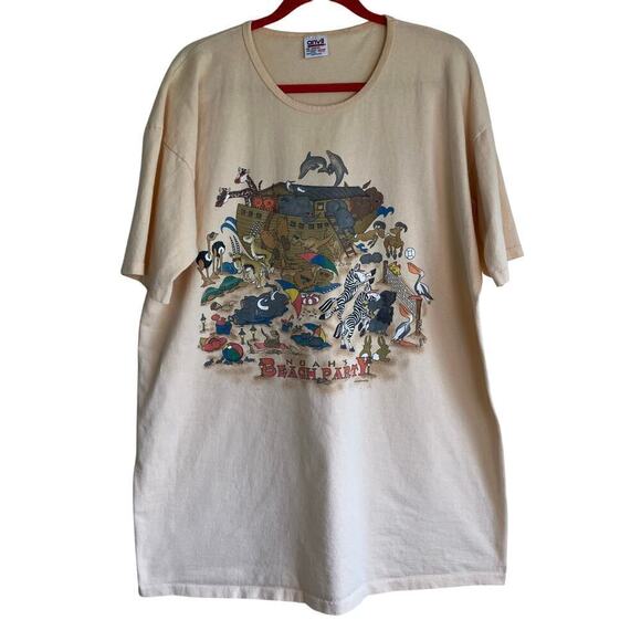 American Vintage Dresses & Skirts - Anvil Vtg 1996 Shirt Dress Pj Noah’s Beach Party  Graphic Tee Single Stitch Worn
